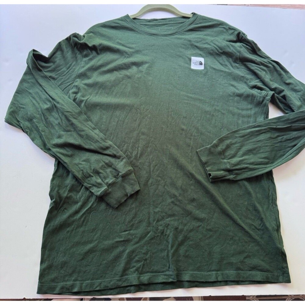 The North Face Men's Long Sleeve Crewneck Green Black Box T-Shirt Size XL Soft